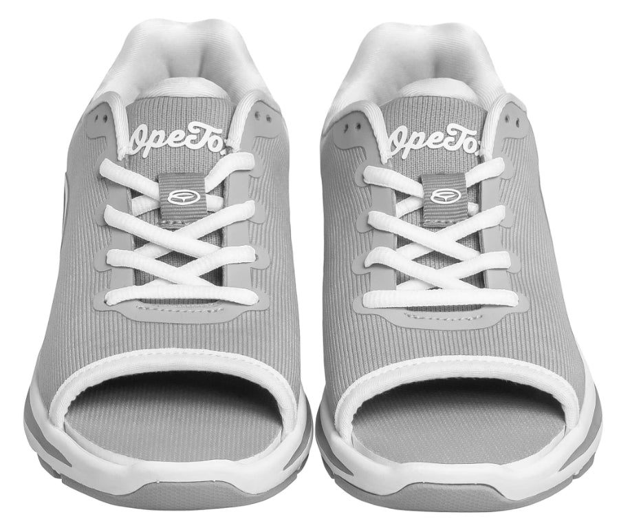 GREY OpeToz Open Toe Athletic Shoes Front View