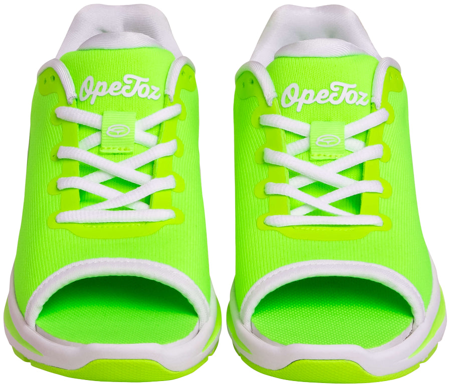 LIME GREEN OpeToz Open Toe Athletic Shoes Front View