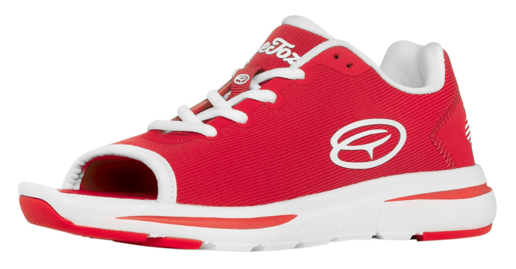 RED OpeToz Open Toe Athletic Shoe Outside Side View