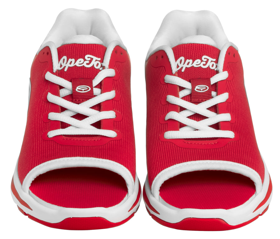 RED OpeToz Open Toe Athletic Shoe Front View